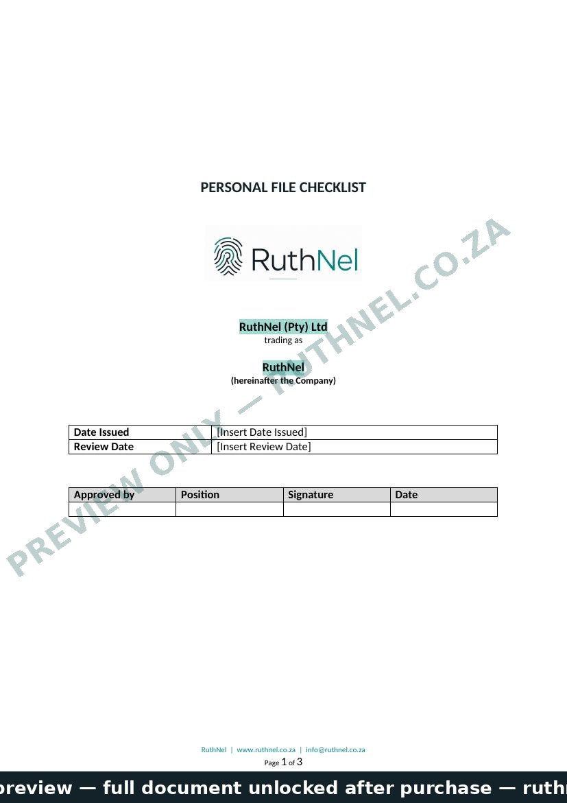 personal file checklist ruthnel personal file checklist ruthnel
